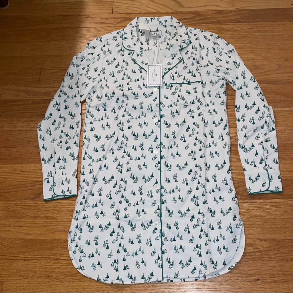 Petite Plume Evergreen Forest Nightshirt Pajama Women’s Size Xs 100 % Cotton Nwt